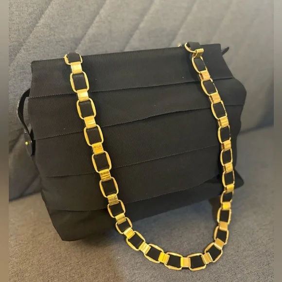 Salvatore Ferragamo Black and Gold Accent Bag - Picture 7 of 17
